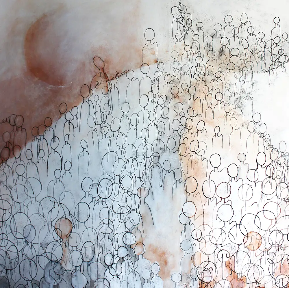 Artikel 20 der allgemeinen Menschenrechte Acryl Tusche auf Leinwand 2020 80x80 cm bearbeitet